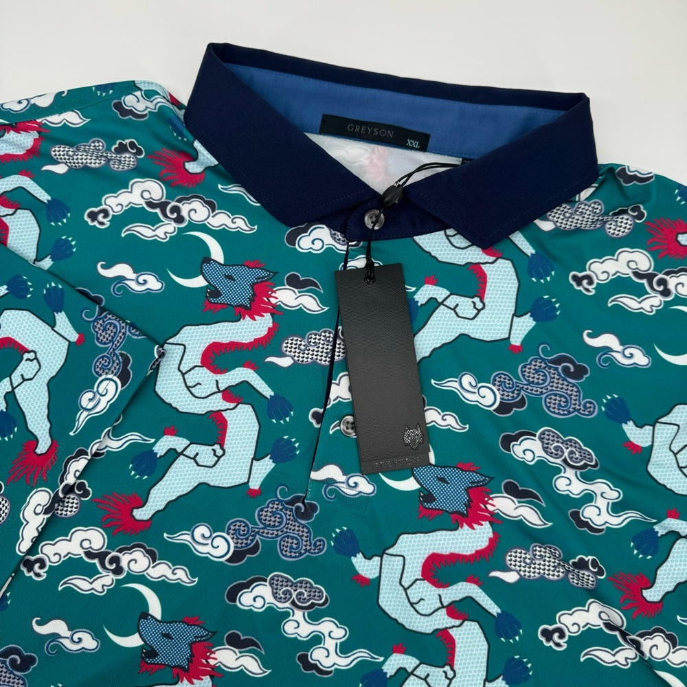 Greyson‎ Men’s 2XL Wolf Slayer Jungle Golf Performance Polo NWT